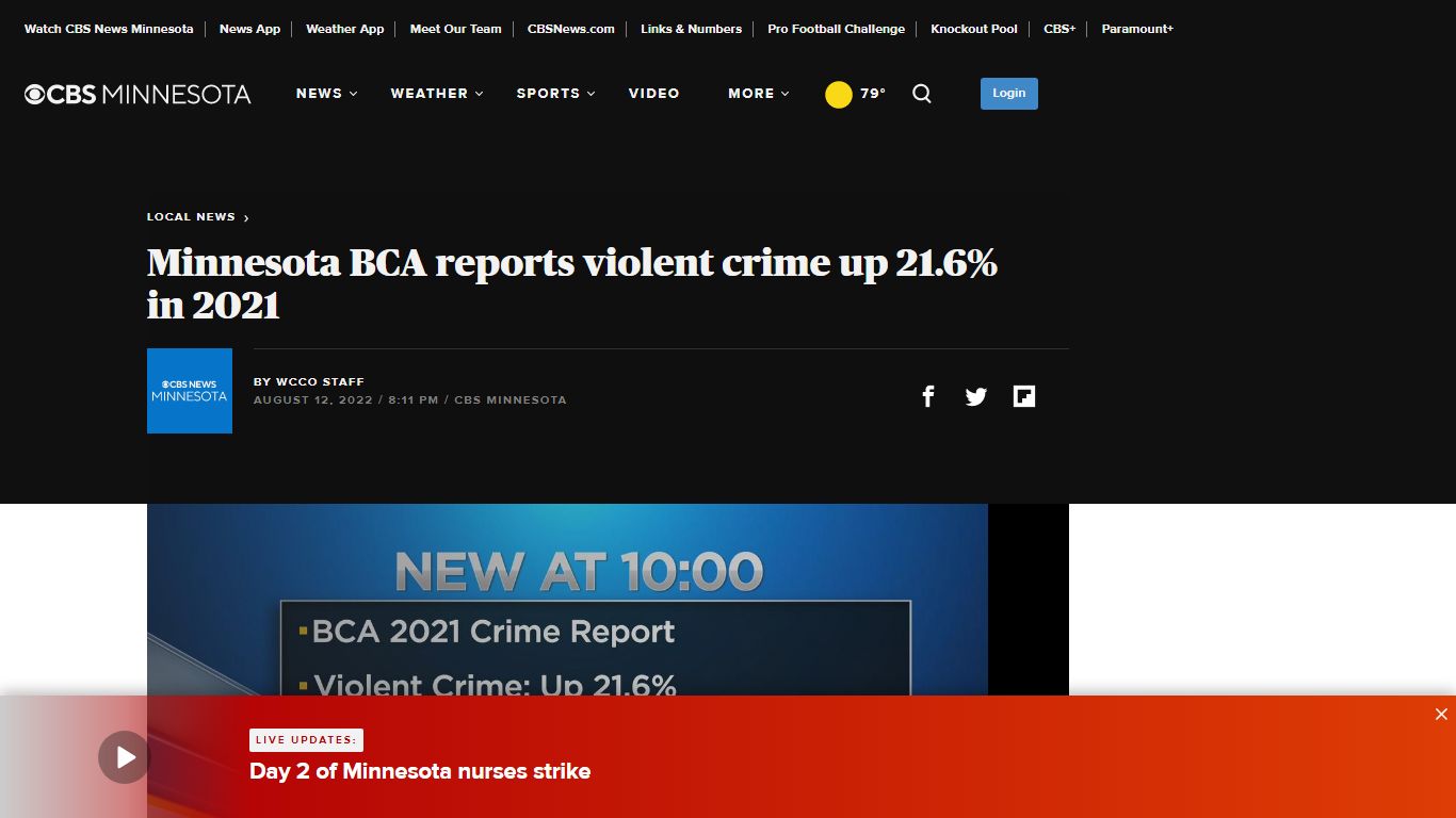 Minnesota BCA reports violent crime up 21.6% in 2021